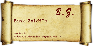 Bink Zalán névjegykártya